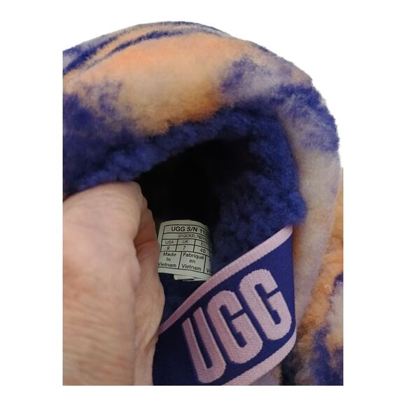 UGG Fluff Yeah Women's Violet Marble Shearling Slide Open Toe Slippers Size 9 - Picture 9 of 9